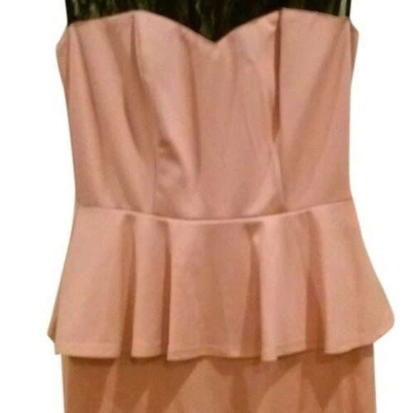 Pink & Black Lace PEPLUM DRESS SZ. M - Picture 3 of 7